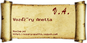 Vozáry Anetta névjegykártya